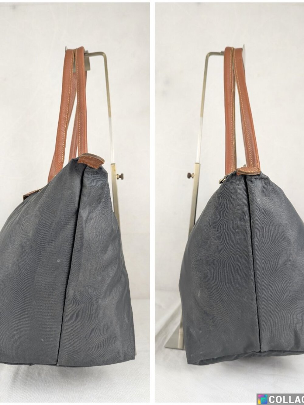 Longchamp Le Pliage Grey Nylon Tote Handbag Everyday Shoulder Travel Bag Used - Picture 6 of 16